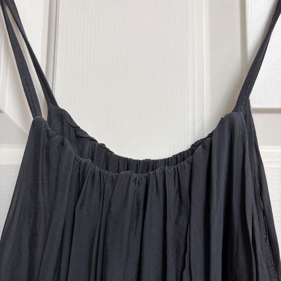 Gigi Moda Italy Gray Silk Midi Dress Minimalist Quiet Luxury Stretch One Size - Picture 3 of 11